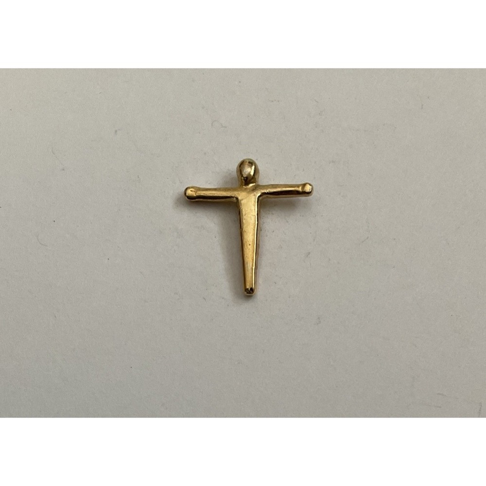 Jesus Cross Nail Gold Tone Lapel Pin Christian Religious Brooch Pinback
